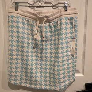 Sol Angeles Houndstooth Fleece Mini Skirt Drawstring Waist NWT size XL
